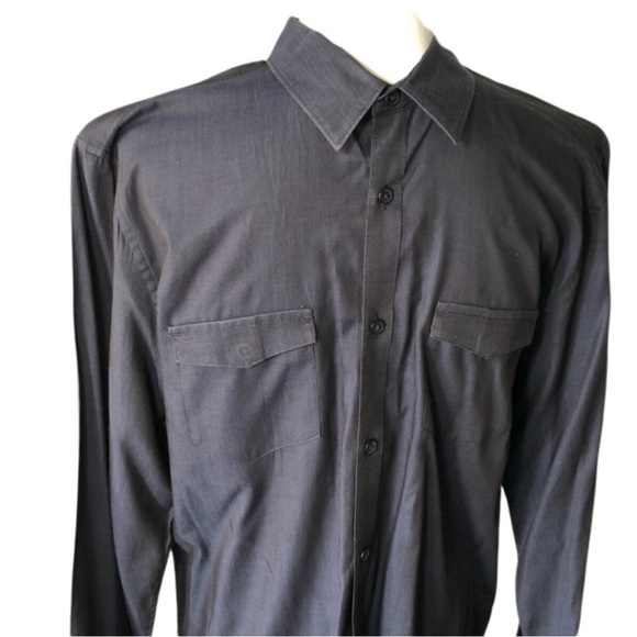 Calvin Klein Button Down Shirt Navy Blue Size Medium EUC Business Casual - Picture 3 of 3